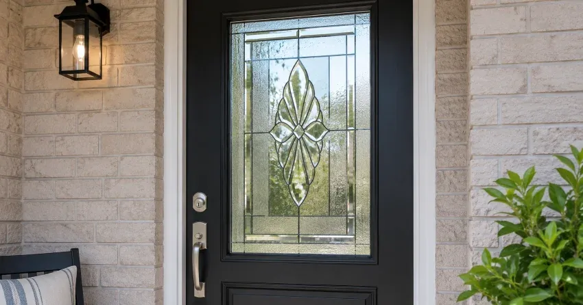 technician replacing a cracked decorative glass panel in Newcastle
