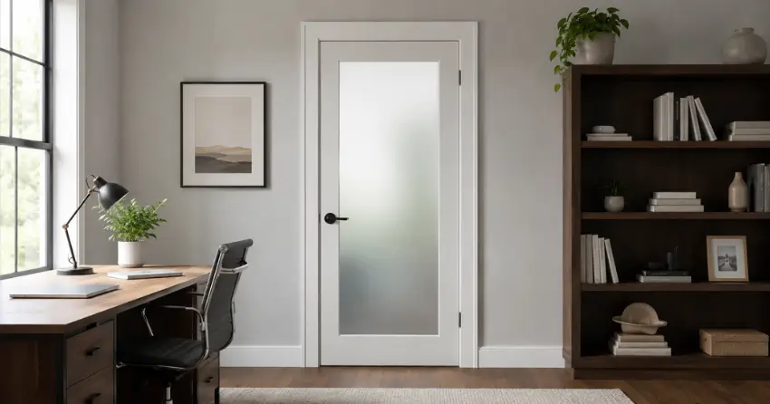 frosted interior door installed in home office in Lakeshore, Newcastle
