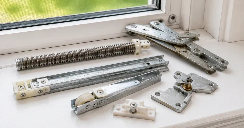 technician adjusting window sash alignment in Newcastle home