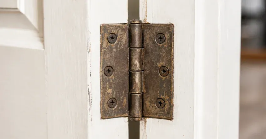 technician adjusting a sagging door hinge in Monroe & North Street Corridor, Newcastle